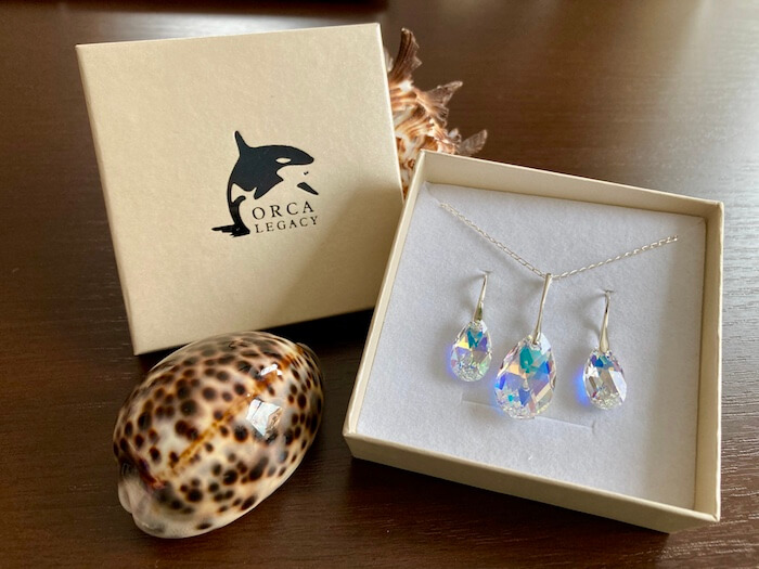 Orca Legacy jewelry, Crystal Shimmer Drop Set Orca legacy Ocean Jewelry