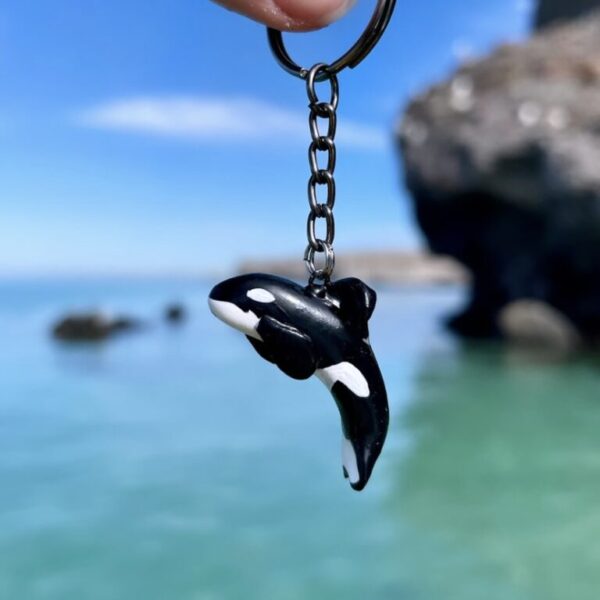 Orca whale keyring, killer whale keychain orca keiko free willy