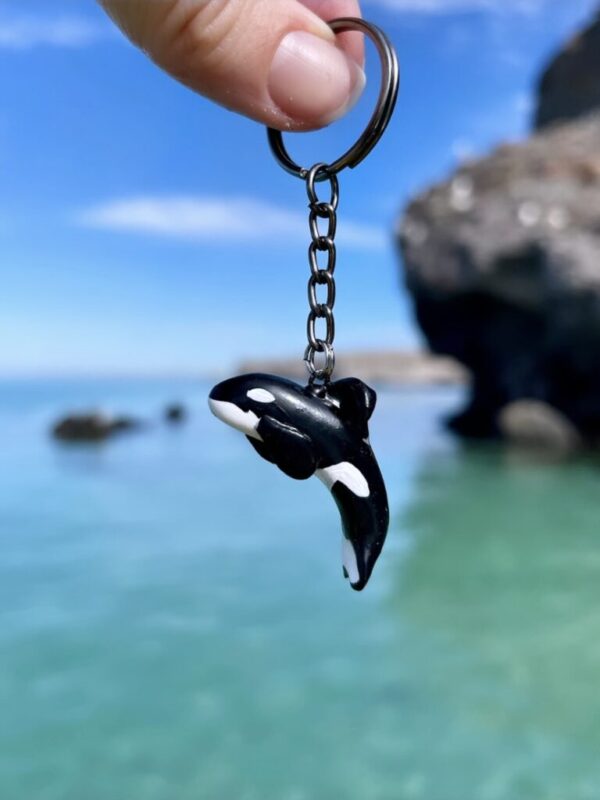 Orca whale keyring, killer whale keychain orca keiko free willy