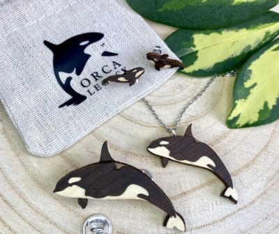 Orca set - Necklace, Earrings & Pin