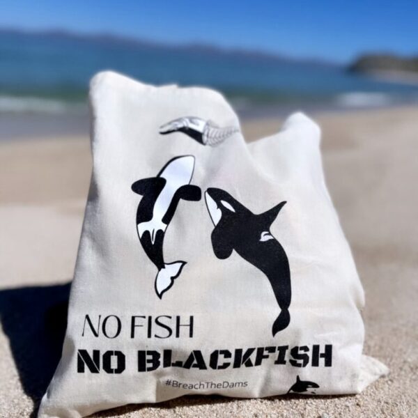 blackfish whale tote bag