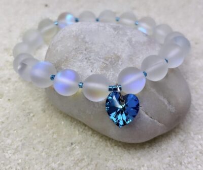 Moonstone bracelet with a swarovski crystal