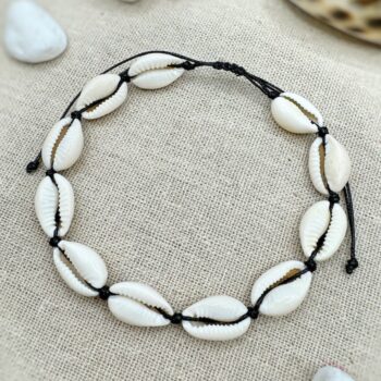 Cowrie shell anklet - black&white