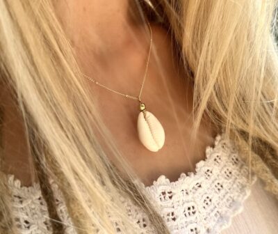18k gold plated cowrie shell necklace
