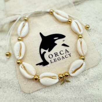 Cowrie shell anklet gold - whale tail