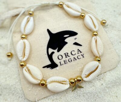 Cowrie shell anklet gold - whale tail