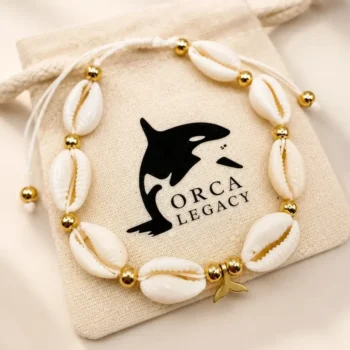 Cowrie shell anklet gold - whale tail