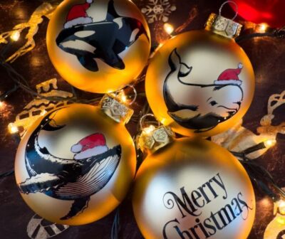 3x Whale Christmas Ornaments