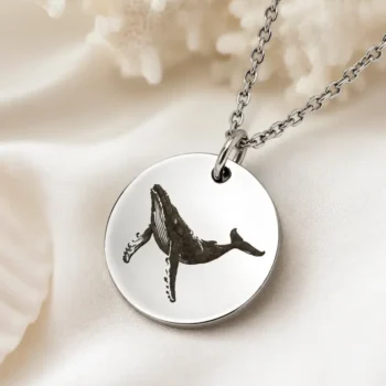 Humpback Whale Necklace - Custom Engraved Stainless Steel Pendant