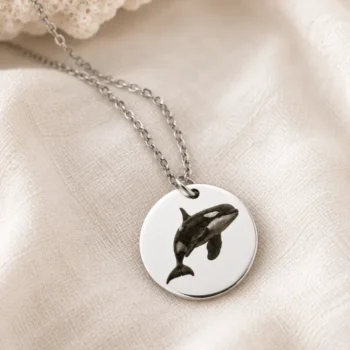 Orca Necklace- Custom Engraved Stainless Steel Pendant